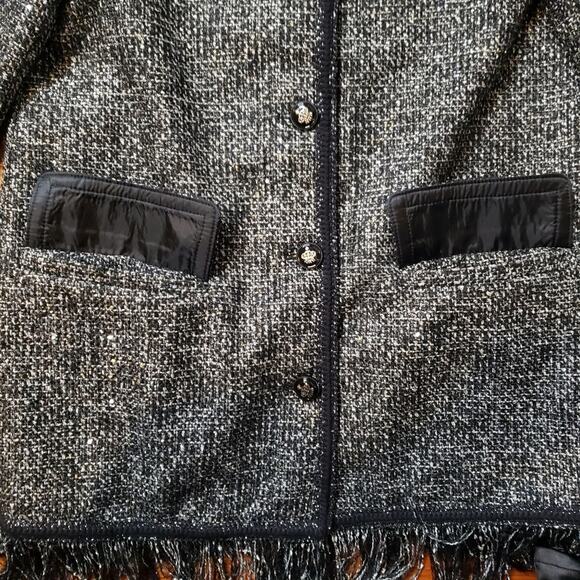 Zara Black metallic Tweed fringe jacket size XS - Picture 6 of 8